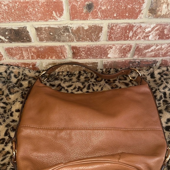 Michael Kors Fulton Camel Brown Leather Satchel Shoulder Bag Handbag - Picture 5 of 7